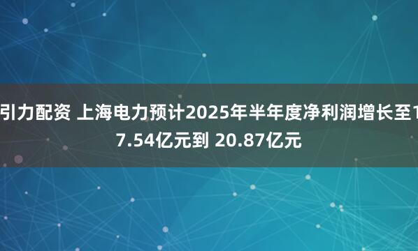 引力配资 上海电力预计2025年半年度净利润增长至17.54亿元到 20.87亿元